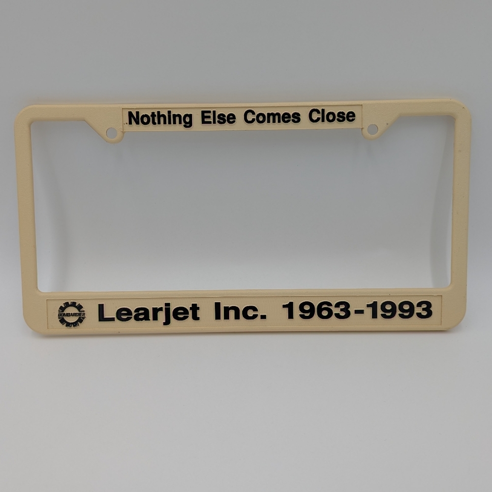 Vintage Learjet Inc.  License Plate Frame Holder 1963-1993 Anniversary Aviation